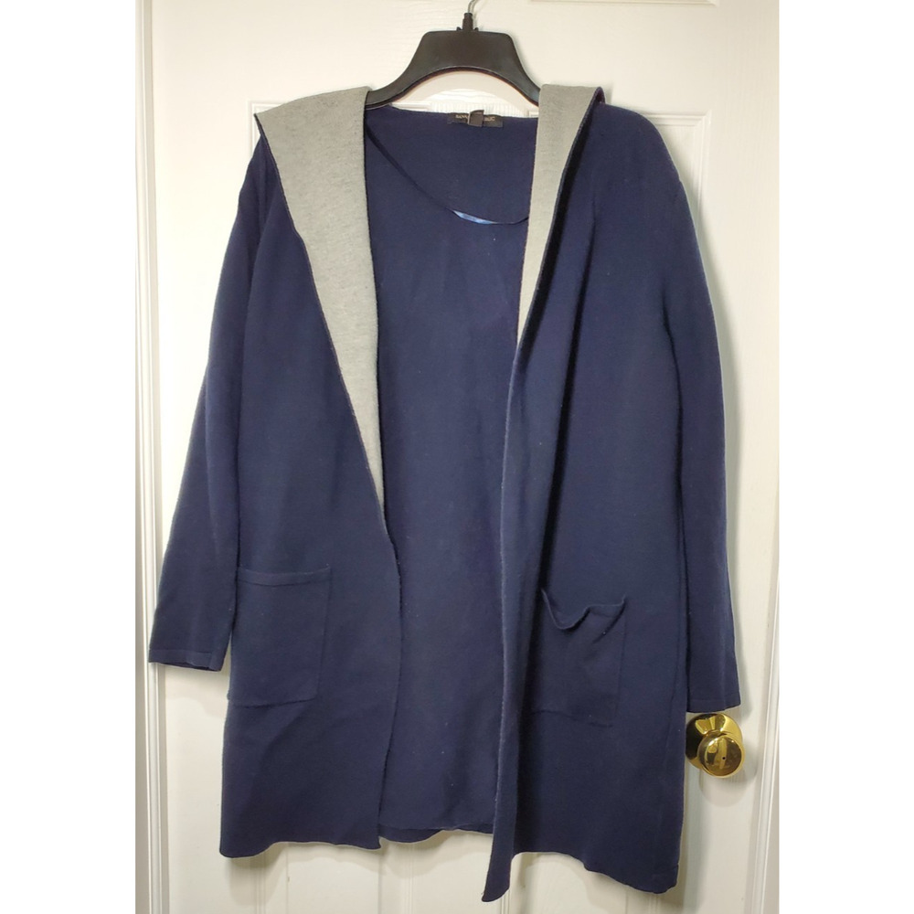 Banana Republic Women’s Open Front Hooded Cardigan Jacket Size M Navy Blue Gray